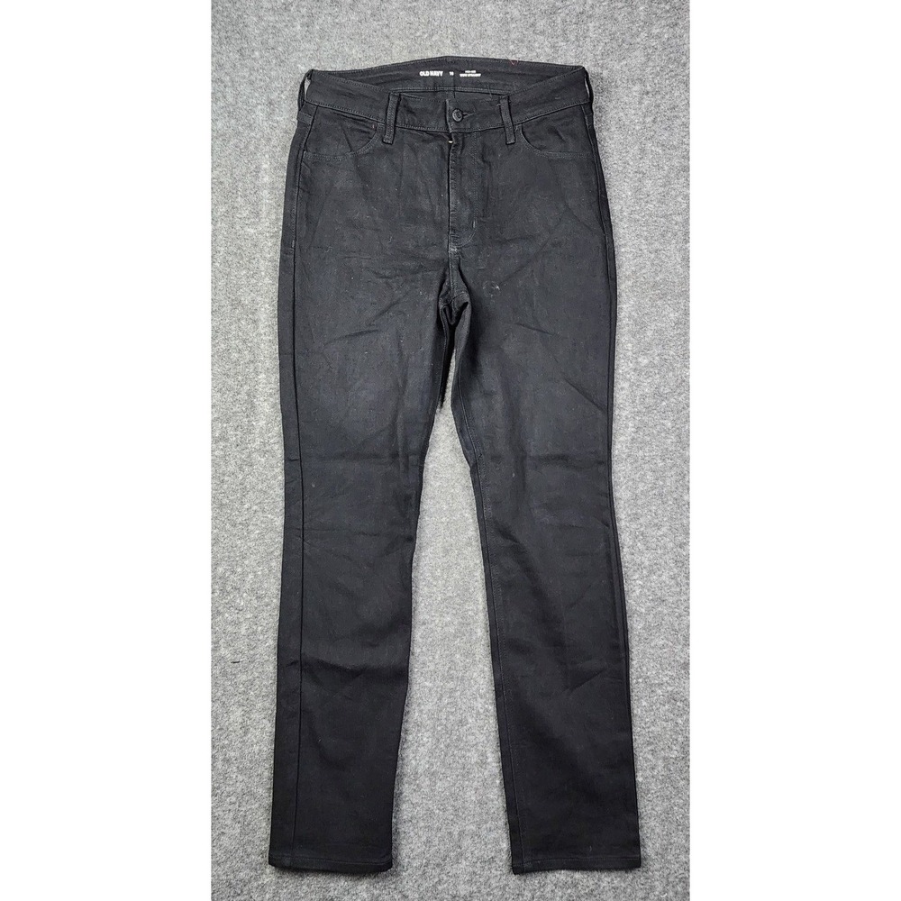 Old Navy Wow Straight Jeans Womens 10 Black High Rise Stretch Denim